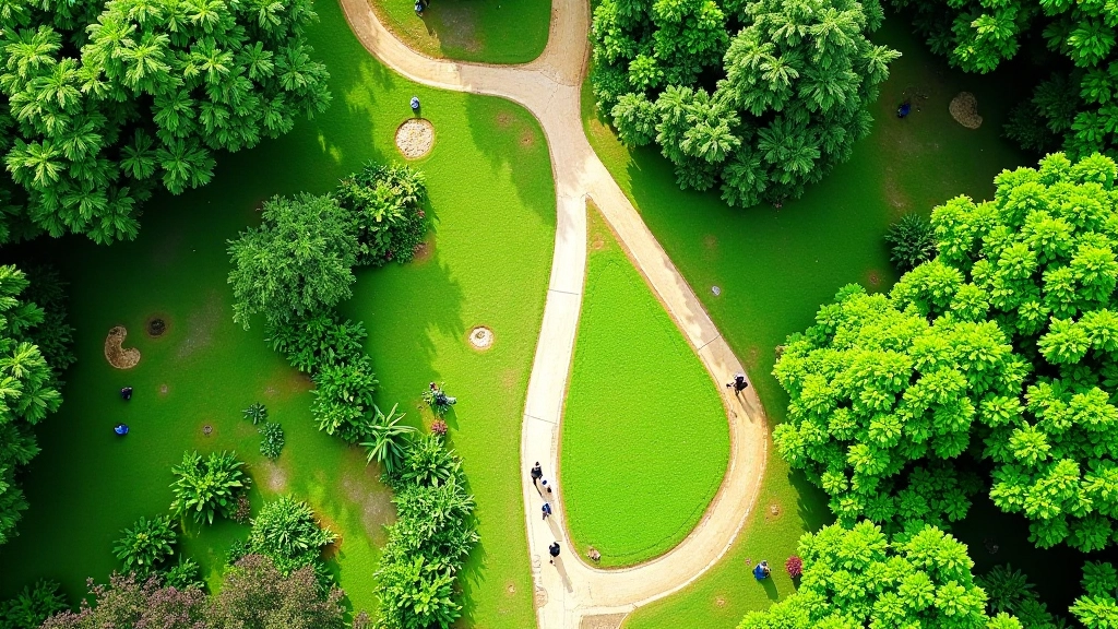 Vista aérea del Jardín Botánico de Río Piedras mostrando los diferentes sectores y áreas verdes