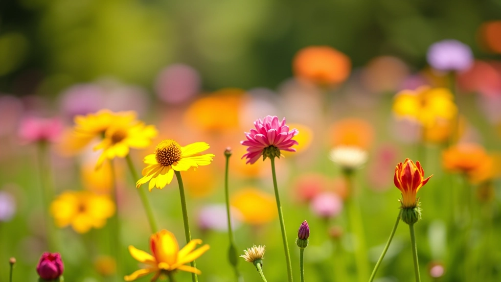 Flores silvestres coloridas en el jardín botánico durante temporada de floración